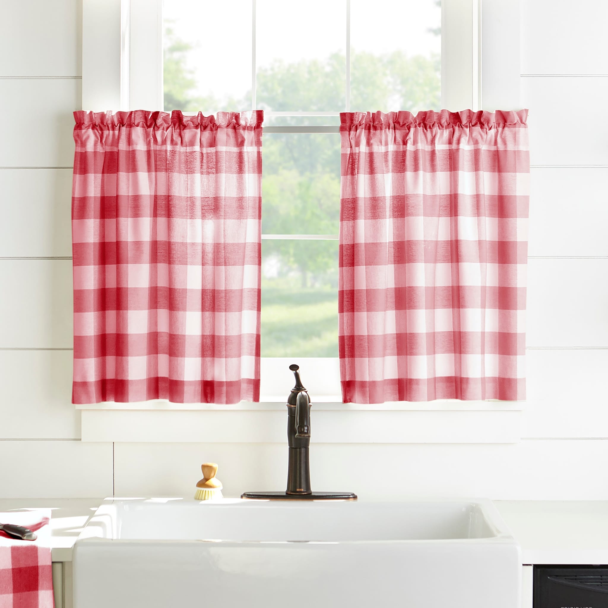 Cantonnière de rideau de cuisine à carreaux Buffalo Emily Gulch de The Gray Barn - 60 l x 15 L