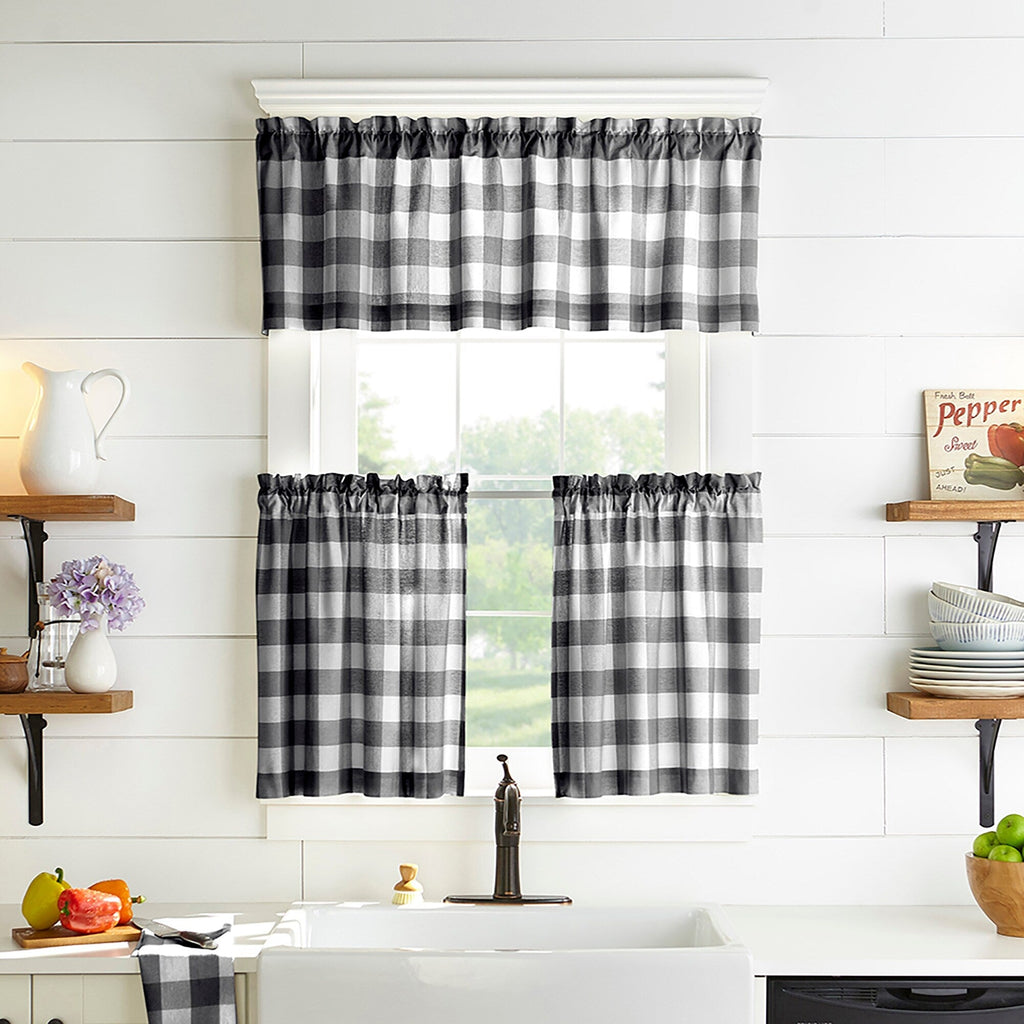 Cantonnière de rideau de cuisine à carreaux Buffalo Emily Gulch de The Gray Barn - 60 l x 15 L