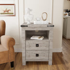 Table de chevet de style ferme avec station de charge, table d'appoint et table d'appoint