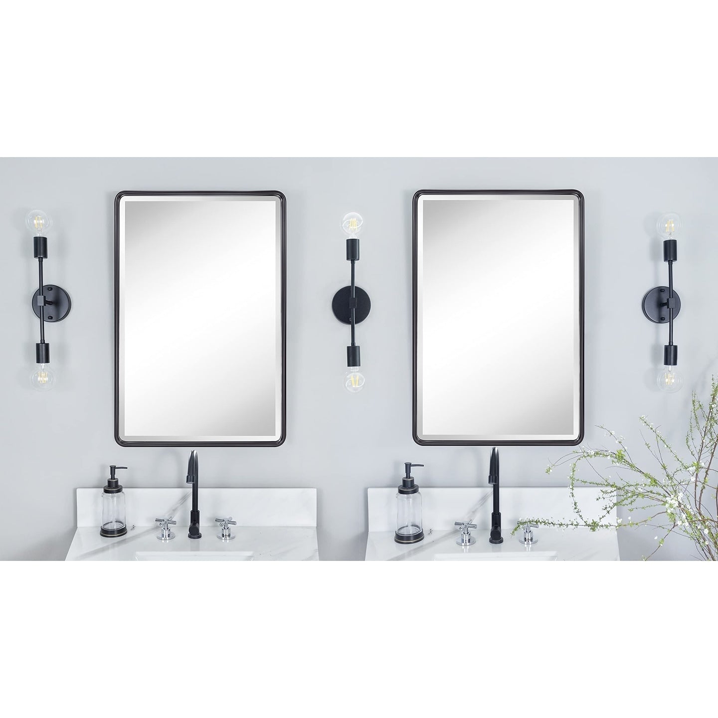 Armoires à pharmacie encastrées en métal avec miroir, style ferme, TEHOME