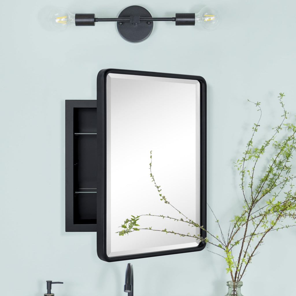 Armoires à pharmacie encastrées en métal avec miroir, style ferme, TEHOME