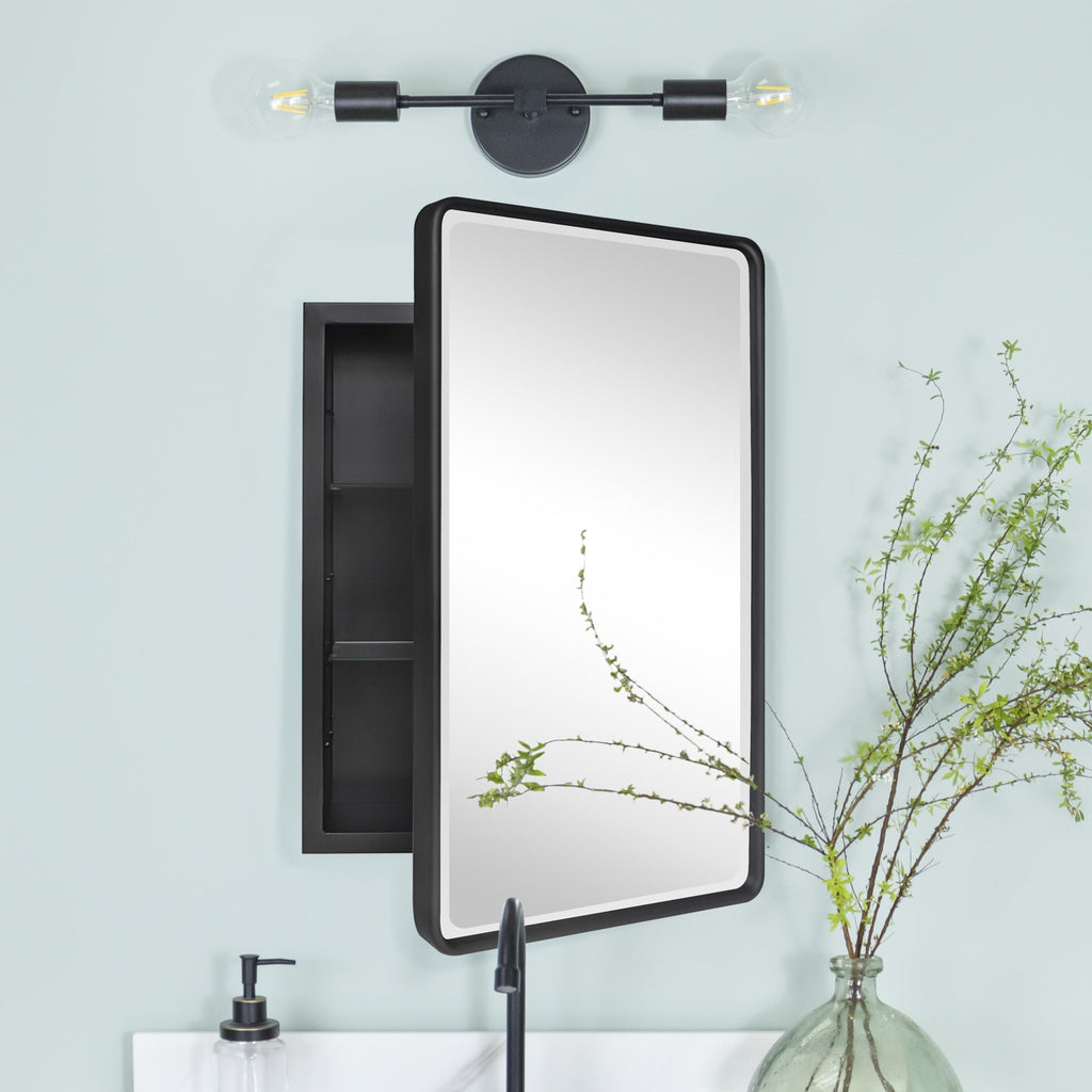 Armoires à pharmacie encastrées en métal avec miroir, style ferme, TEHOME