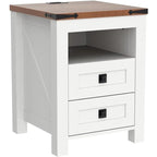 Table de chevet de style ferme avec station de charge, table d'appoint et table d'appoint