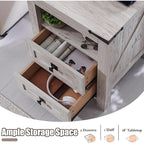Table de chevet de style ferme avec station de charge, table d'appoint et table d'appoint