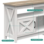 Farmhouse TV Stand for up to 65 TV with Doors and Open Shelves Media Console Power Outlet