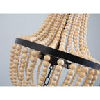 Lustre en perles de bois de style ferme, éclairage moderne