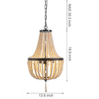 Lustre en perles de bois de style ferme, éclairage moderne