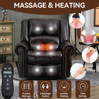 Fauteuil inclinable électrique à double moteur en similicuir avec massage thermique, ports USB et positions d'inclinaison infinies