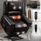 Fauteuil inclinable électrique à double moteur en similicuir avec massage thermique, ports USB et positions d'inclinaison infinies