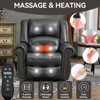 Fauteuil inclinable électrique à double moteur en similicuir avec massage thermique, ports USB et positions d'inclinaison infinies