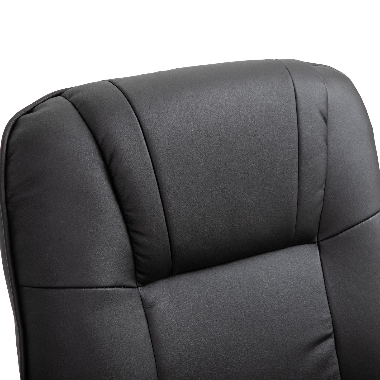 Fauteuil inclinable pivotant manuel en similicuir avec repose-pieds, accoudoirs et base en bois enveloppée
