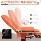 Fauteuil inclinable pivotant manuel en similicuir avec repose-pieds, accoudoirs et base en bois enveloppée