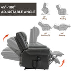 Fauteuil inclinable électrique en similicuir avec double moteur, massage thermique, ports USB et inclinaison infinie pour personnes âgées