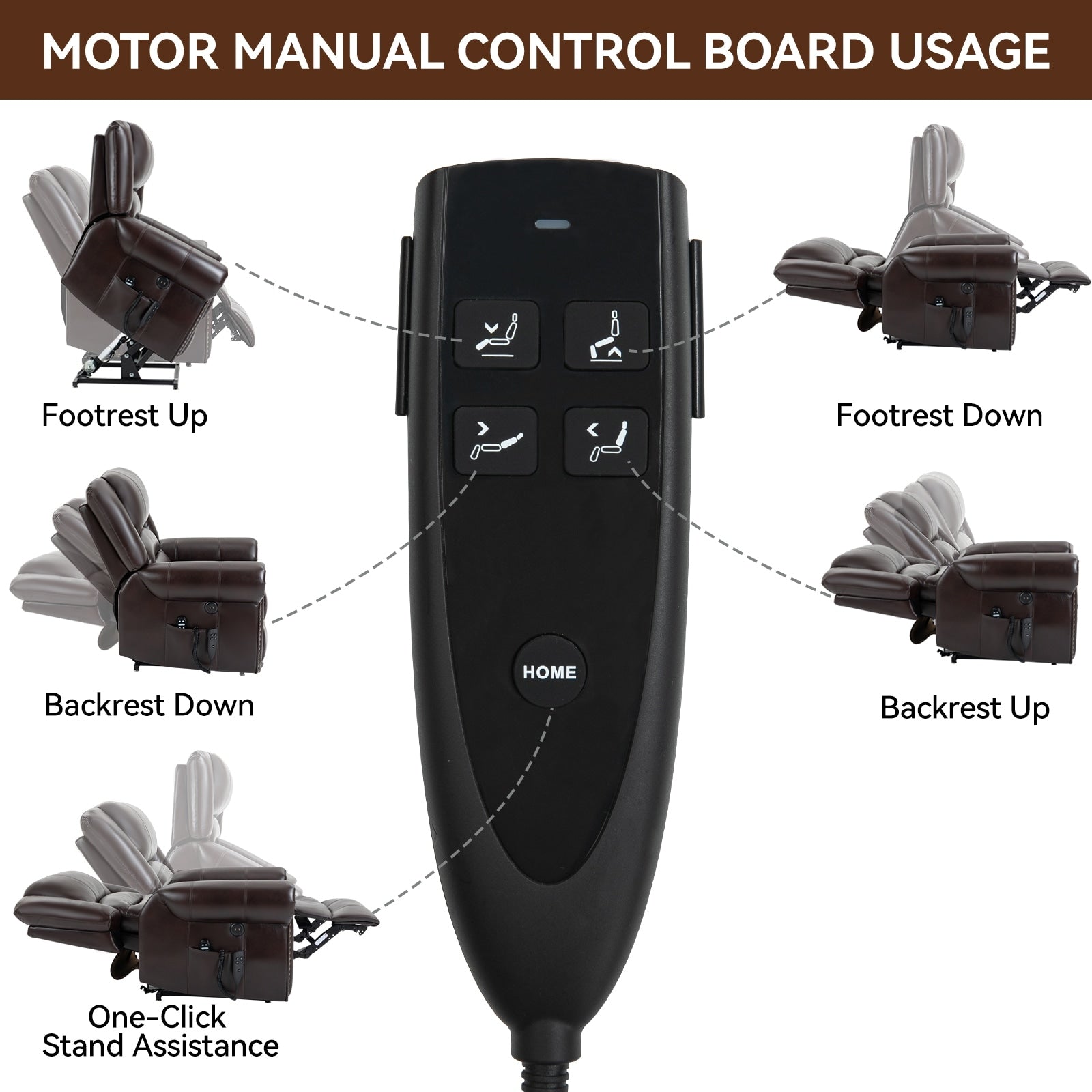 Fauteuil inclinable électrique en similicuir avec double moteur, massage thermique, ports USB et inclinaison infinie pour personnes âgées