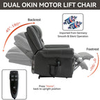 Fauteuil inclinable électrique en similicuir avec double moteur, massage thermique, ports USB et inclinaison infinie pour personnes âgées