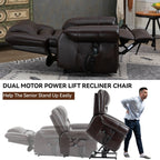 Fauteuil inclinable électrique en similicuir avec double moteur, massage thermique, ports USB et inclinaison infinie pour personnes âgées