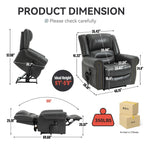 Fauteuil inclinable électrique en similicuir avec double moteur, massage thermique, ports USB et inclinaison infinie pour personnes âgées