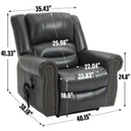 Fauteuil inclinable électrique en similicuir avec double moteur, massage thermique, ports USB et inclinaison infinie pour personnes âgées