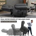 Fauteuil inclinable électrique en similicuir avec double moteur, massage thermique, ports USB et inclinaison infinie pour personnes âgées