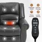 Fauteuil inclinable électrique en similicuir avec double moteur, massage thermique, ports USB et inclinaison infinie pour personnes âgées