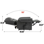 Fauteuil inclinable électrique en similicuir avec double moteur, massage thermique, ports USB et inclinaison infinie pour personnes âgées