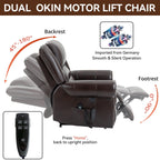 Fauteuil inclinable électrique en similicuir avec double moteur, massage thermique, ports USB et inclinaison infinie pour personnes âgées