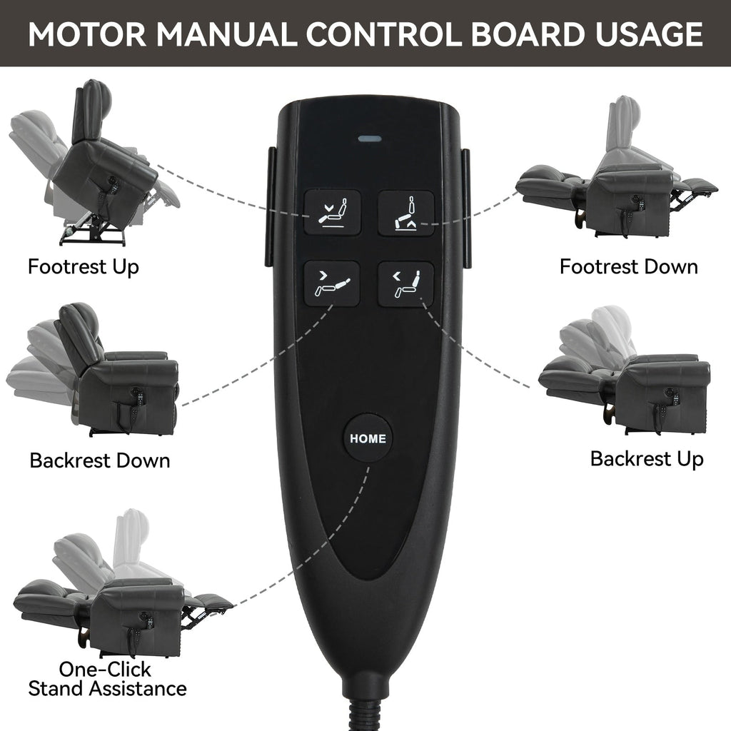 Fauteuil inclinable électrique en similicuir avec double moteur, massage thermique, ports USB et inclinaison infinie pour personnes âgées