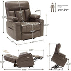 Fauteuil inclinable électrique en similicuir avec massage 8 points, chauffage lombaire, port USB, position à plat