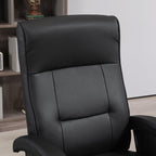 Fauteuil inclinable en similicuir, pivotant et réglable à 135°, avec repose-pieds, assise et accoudoirs rembourrés et base en bois pour le salon