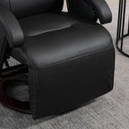 Fauteuil inclinable en similicuir, pivotant et réglable à 135°, avec repose-pieds, assise et accoudoirs rembourrés et base en bois pour le salon