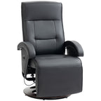 Fauteuil inclinable en similicuir, pivotant et réglable à 135°, avec repose-pieds, assise et accoudoirs rembourrés et base en bois pour le salon