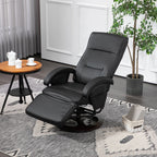 Fauteuil inclinable en similicuir, pivotant et réglable à 135°, avec repose-pieds, assise et accoudoirs rembourrés et base en bois pour le salon