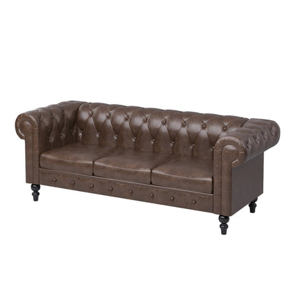 Canapé Chesterfield rembourré en similicuir - 3 places