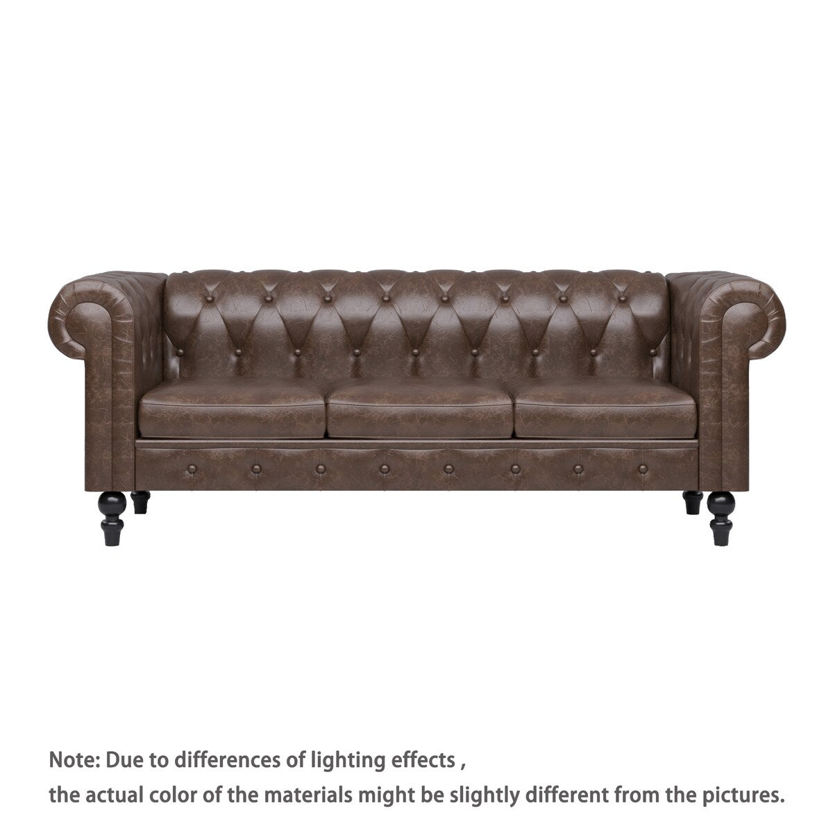 Canapé Chesterfield rembourré en similicuir - 3 places