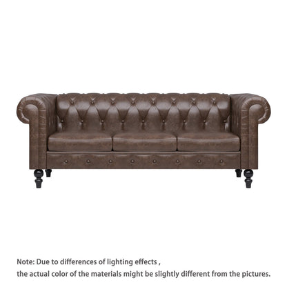 Canapé Chesterfield rembourré en similicuir - 3 places