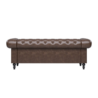 Canapé Chesterfield rembourré en similicuir - 3 places