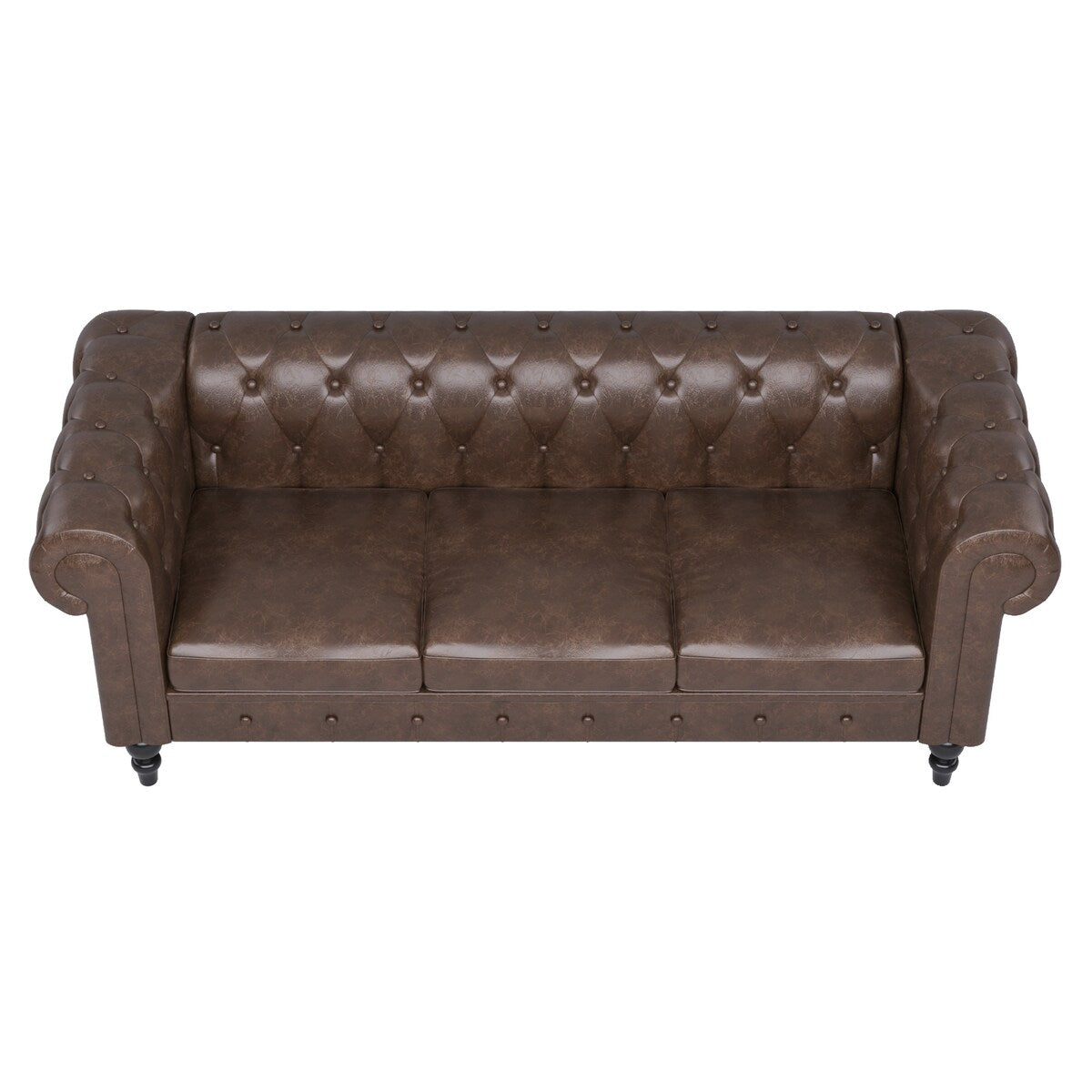 Canapé Chesterfield rembourré en similicuir - 3 places