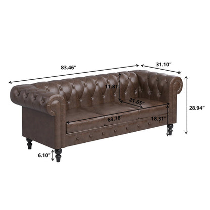 Canapé Chesterfield rembourré en similicuir - 3 places