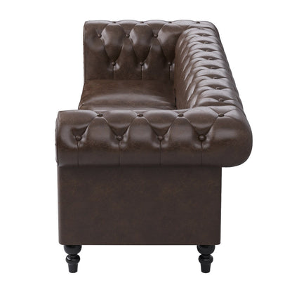 Canapé Chesterfield rembourré en similicuir - 3 places