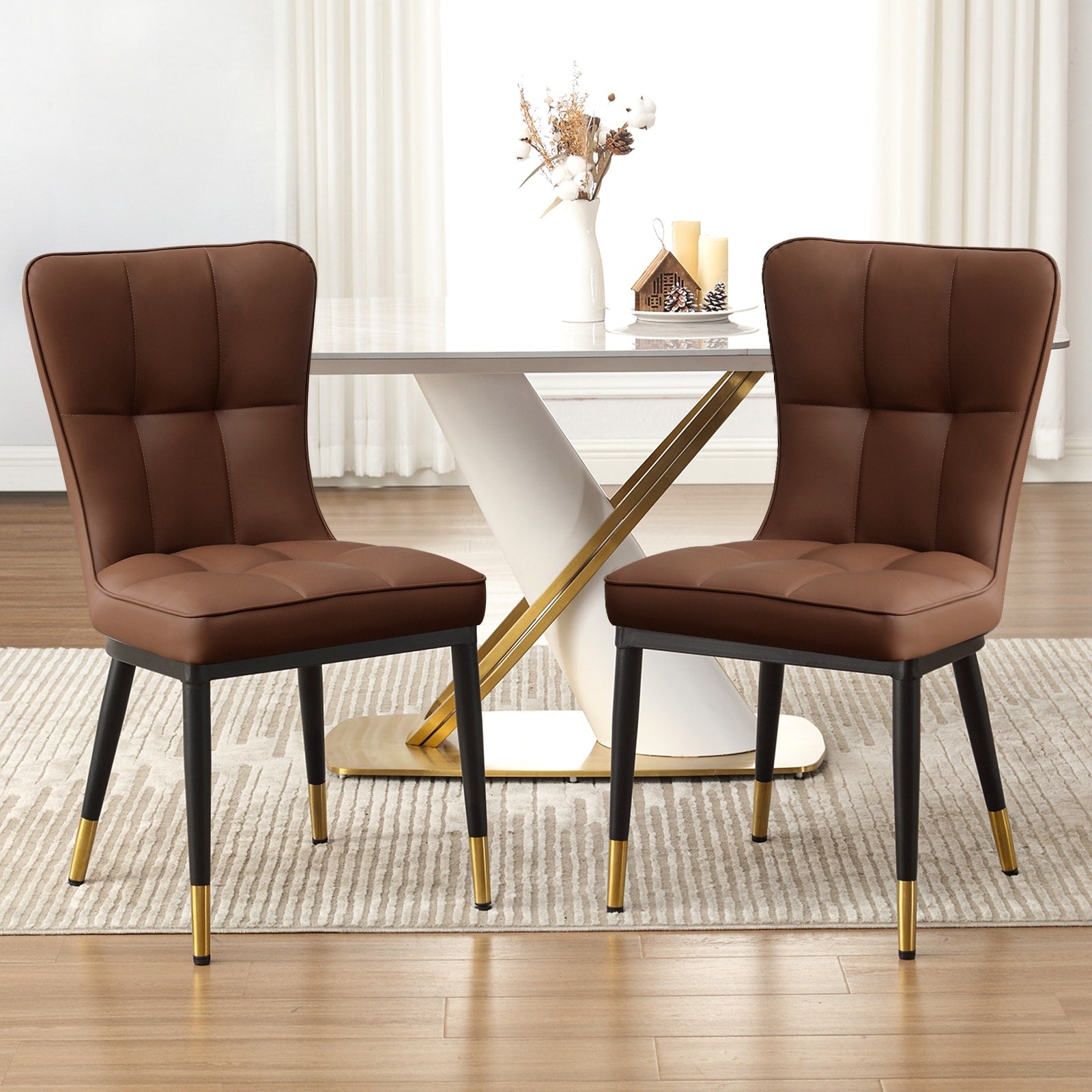 Lot de 2/4 chaises de salle à manger rembourrées en similicuir