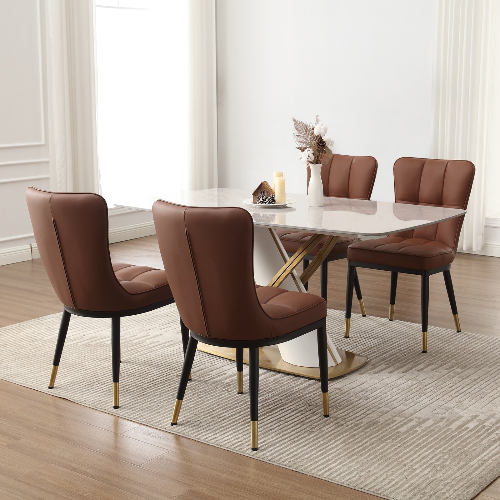 Lot de 2/4 chaises de salle à manger rembourrées en similicuir