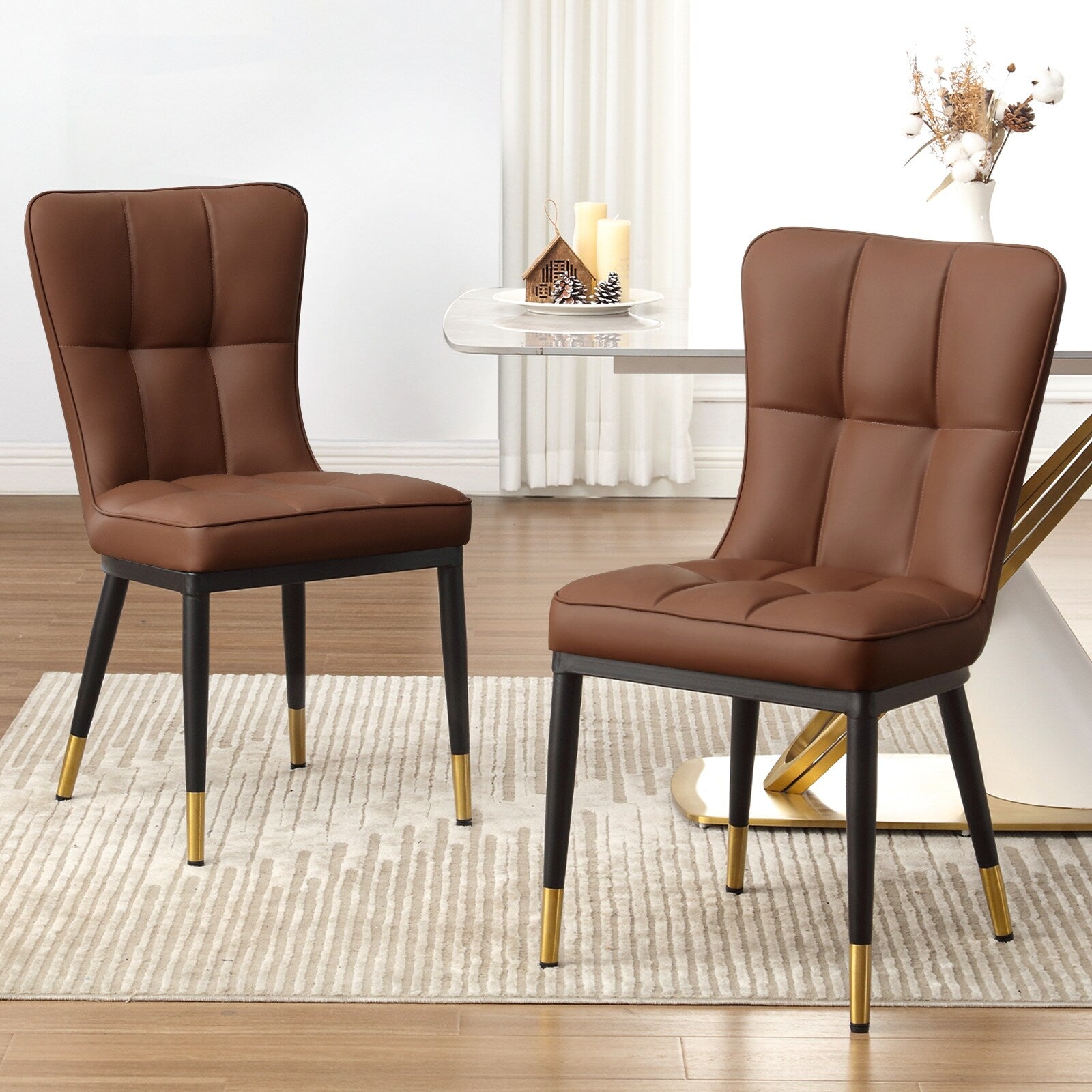 Lot de 2/4 chaises de salle à manger rembourrées en similicuir