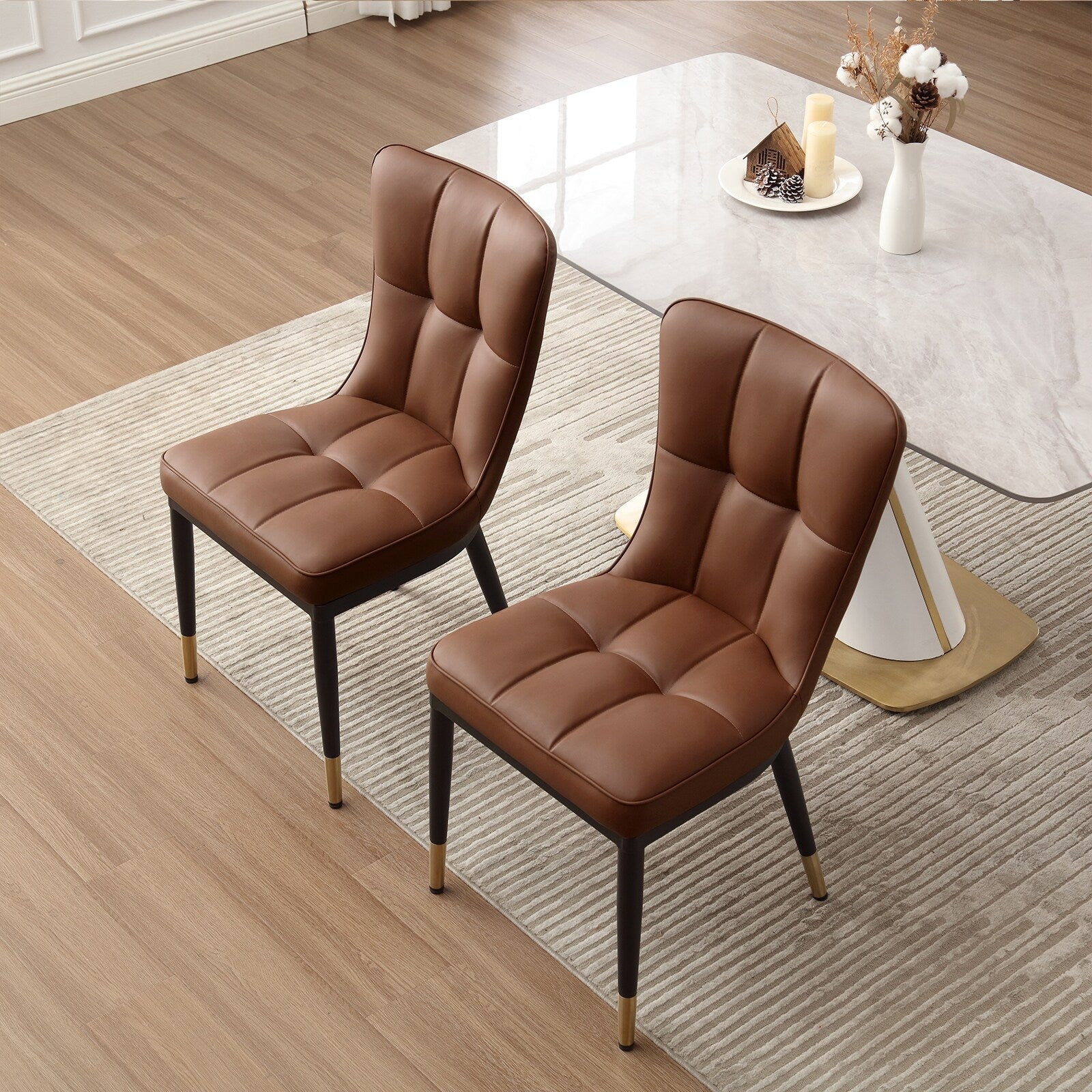 Lot de 2/4 chaises de salle à manger rembourrées en similicuir