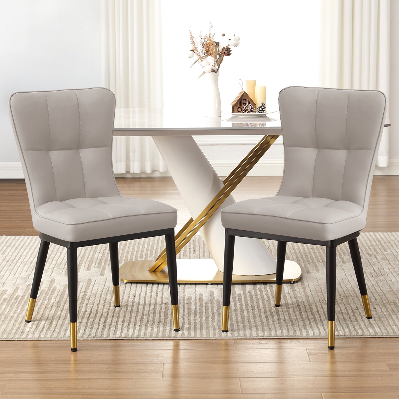 Lot de 2/4 chaises de salle à manger rembourrées en similicuir