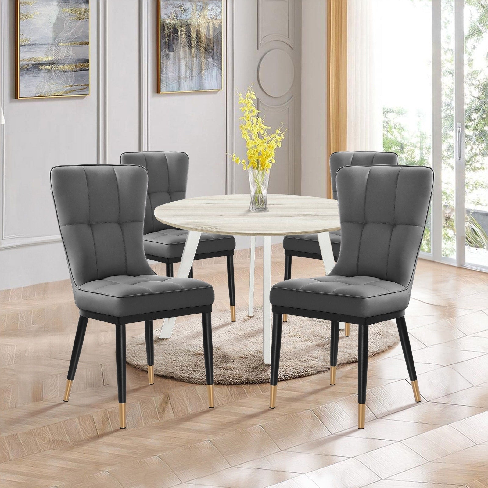 Lot de 2/4 chaises de salle à manger rembourrées en similicuir