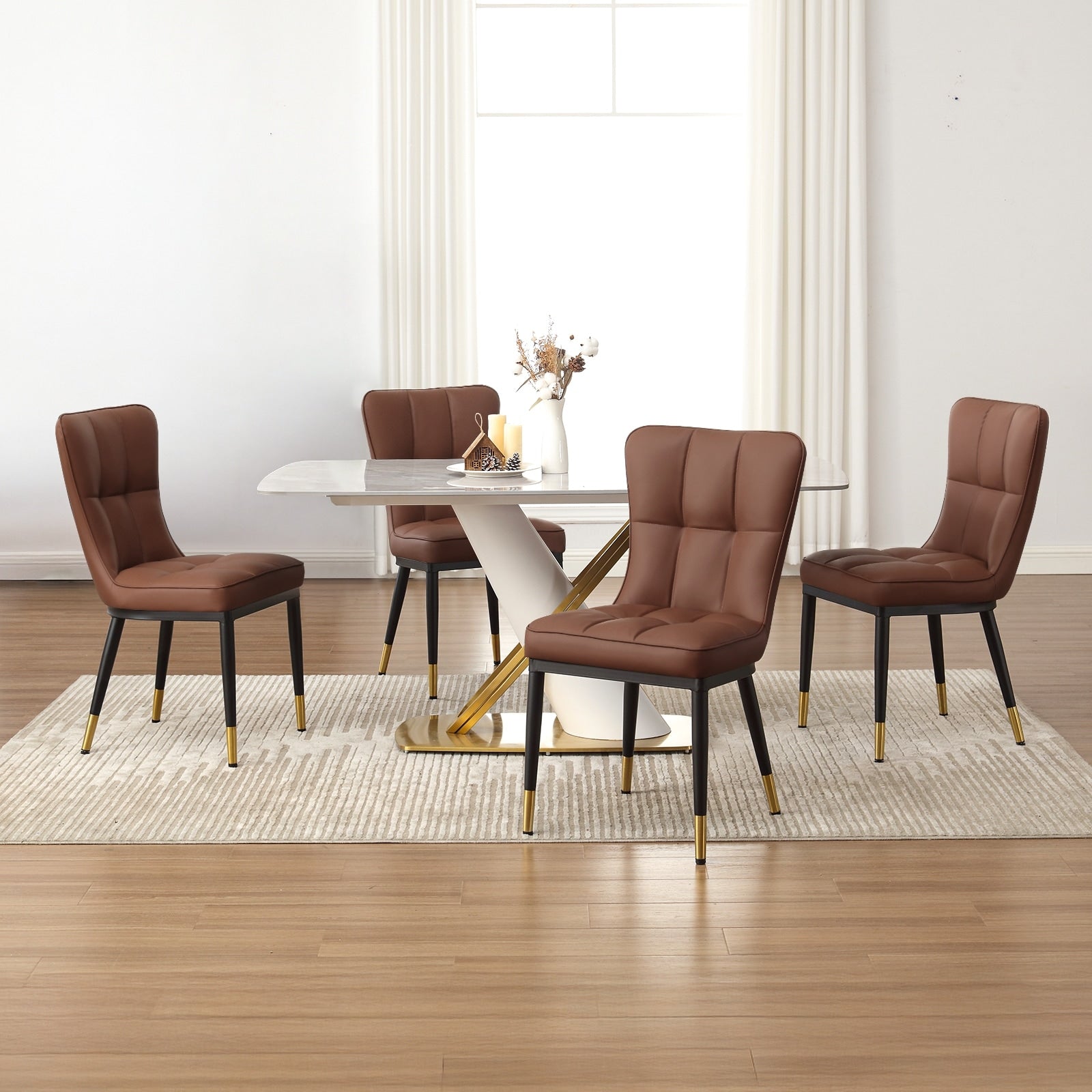 Lot de 2/4 chaises de salle à manger rembourrées en similicuir