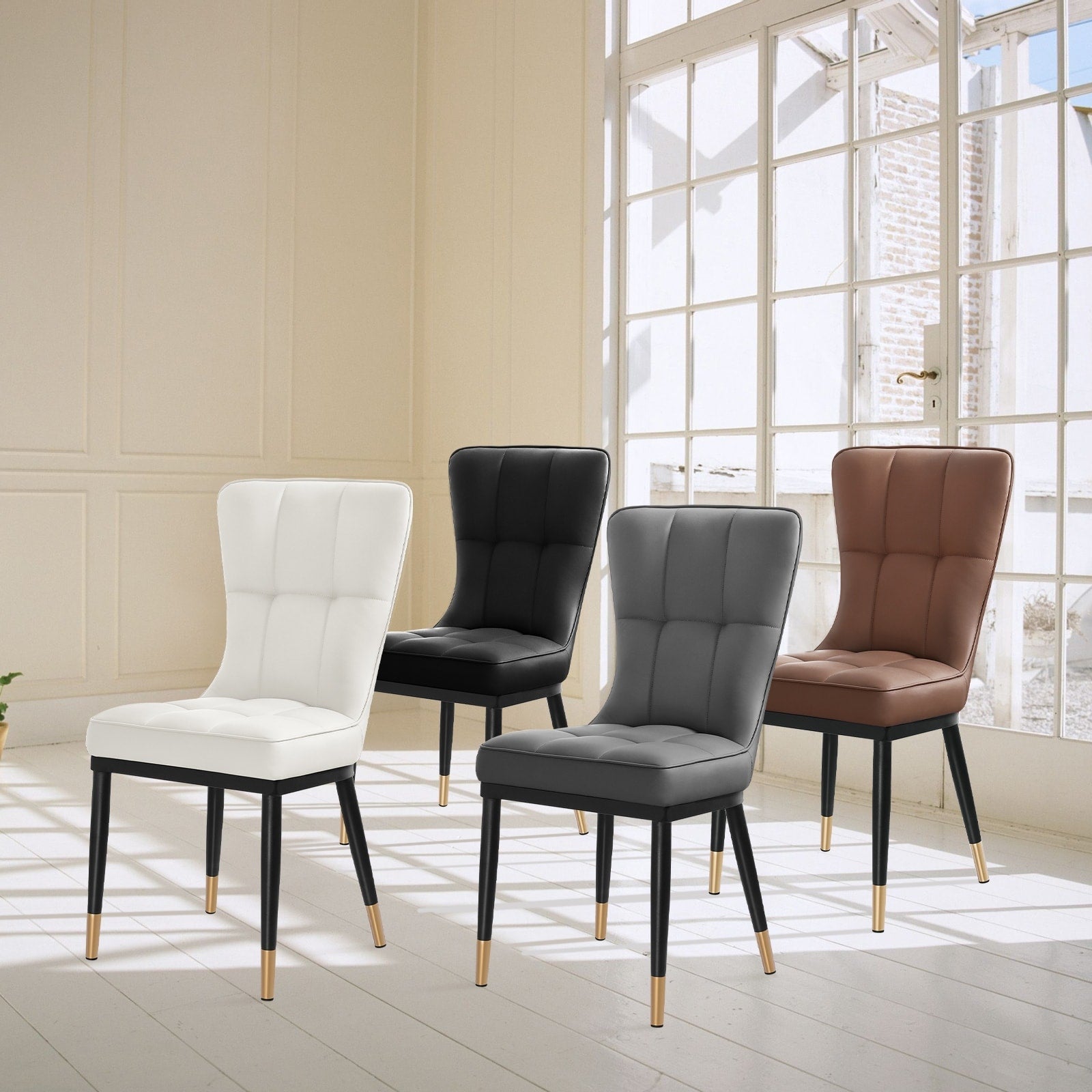 Lot de 2/4 chaises de salle à manger rembourrées en similicuir