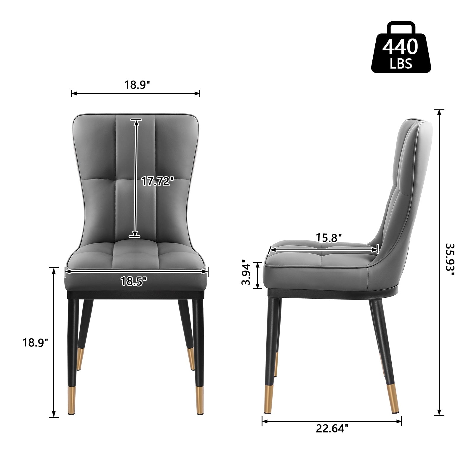 Lot de 2/4 chaises de salle à manger rembourrées en similicuir