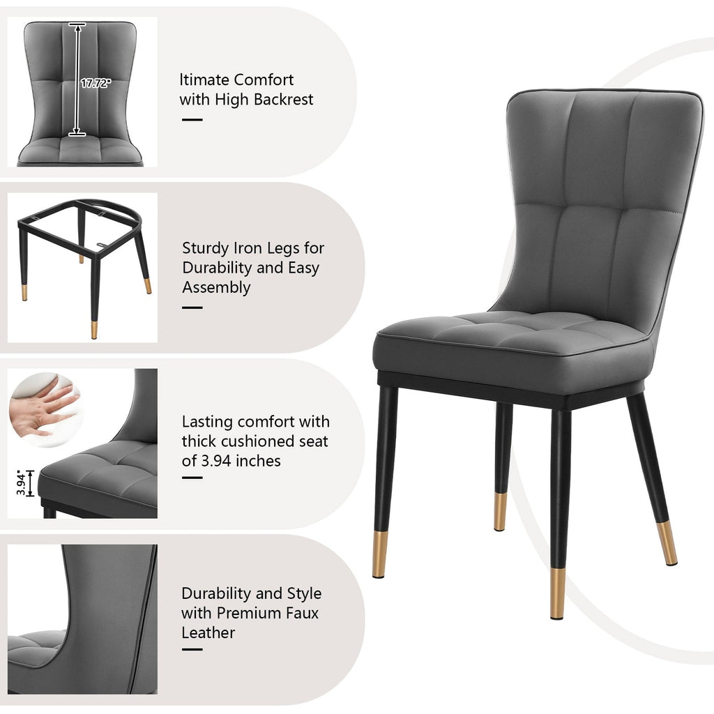 Lot de 2/4 chaises de salle à manger rembourrées en similicuir