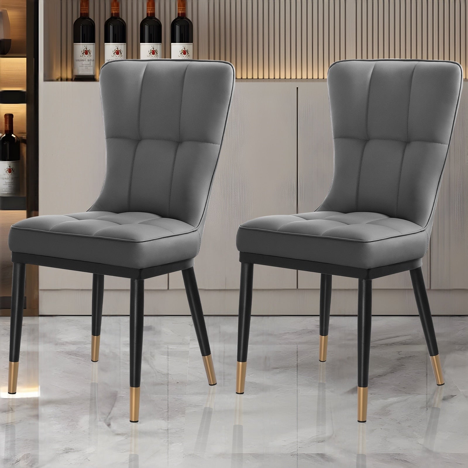 Lot de 2/4 chaises de salle à manger rembourrées en similicuir